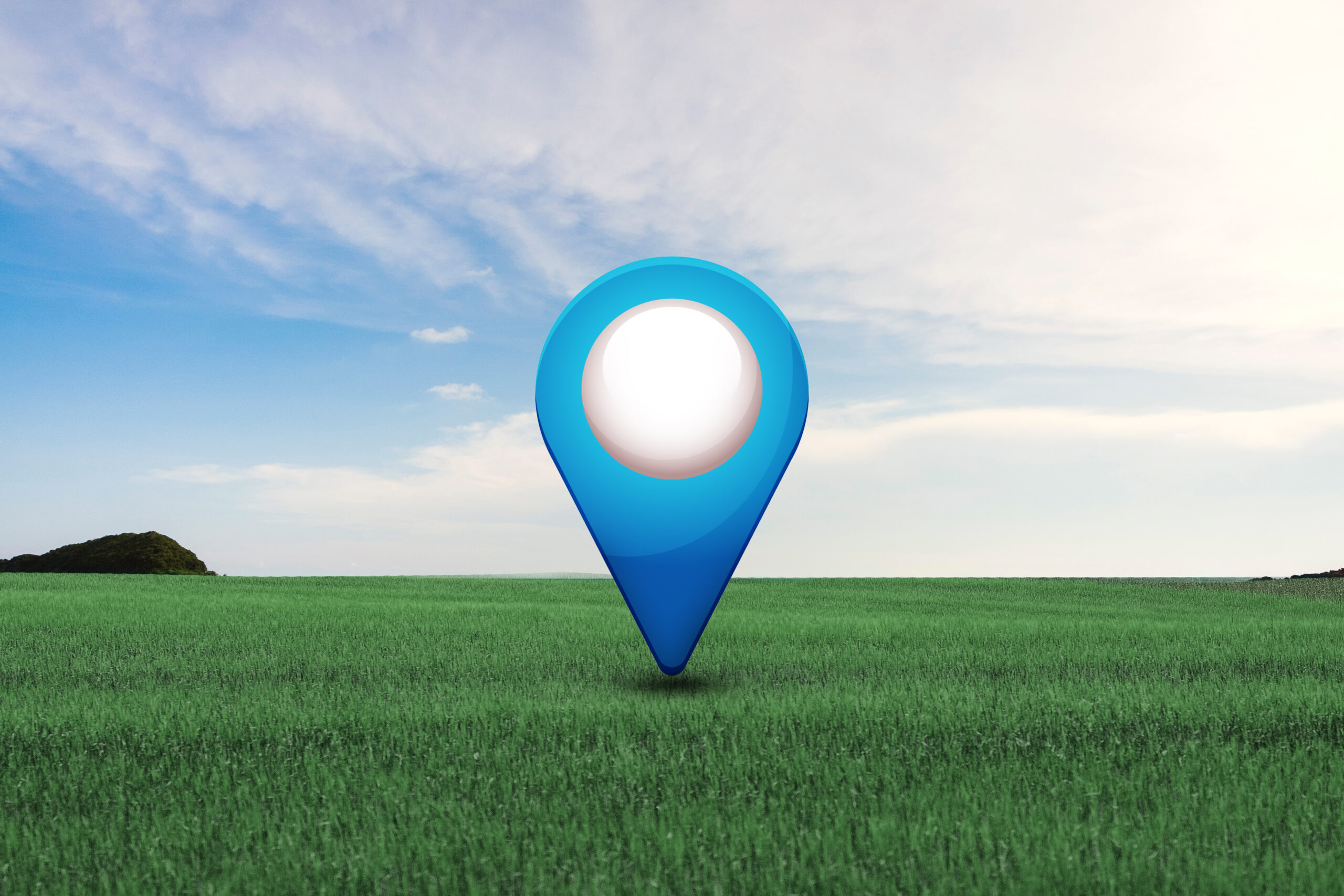 location symbol with landscape background